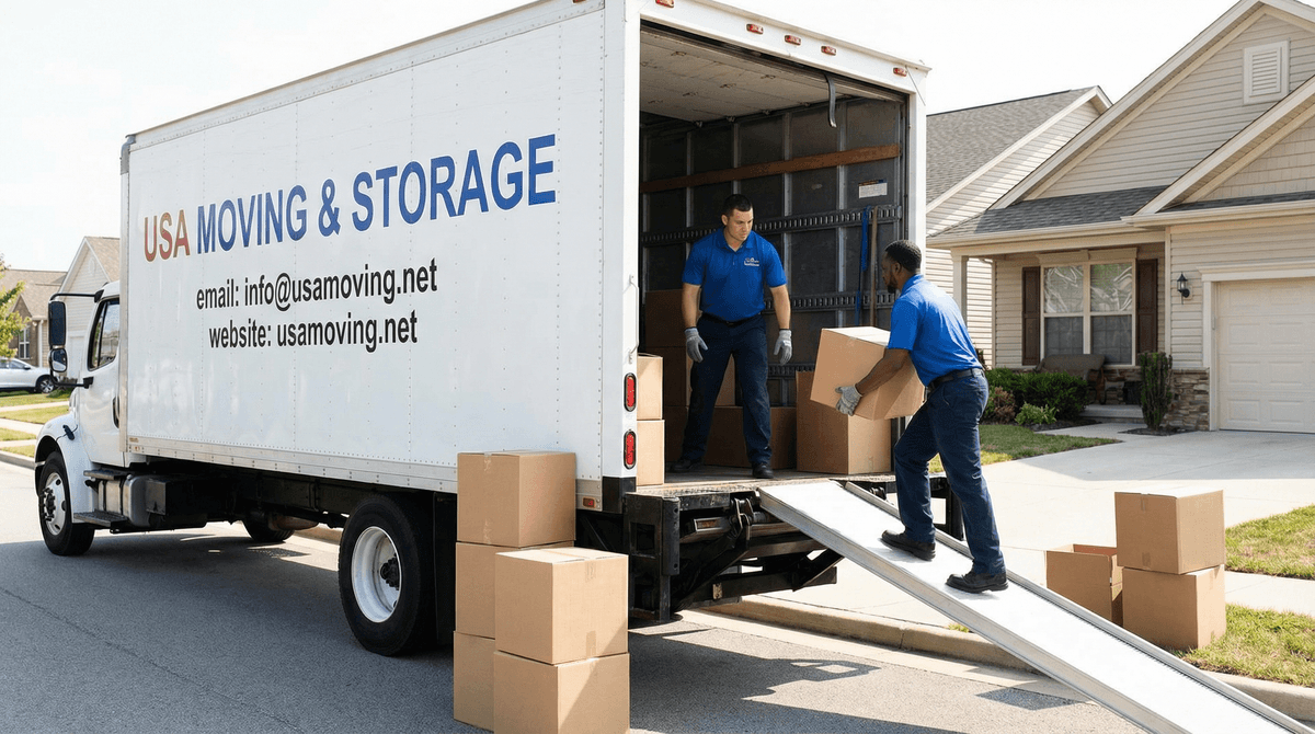 USA Moving truck ready for transport